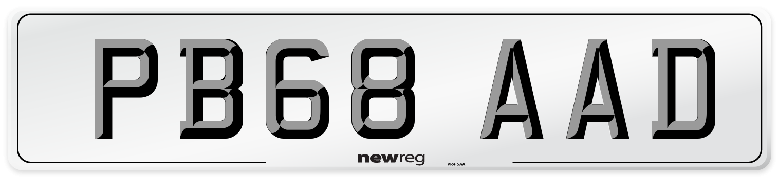 PB68 AAD Number Plate from New Reg